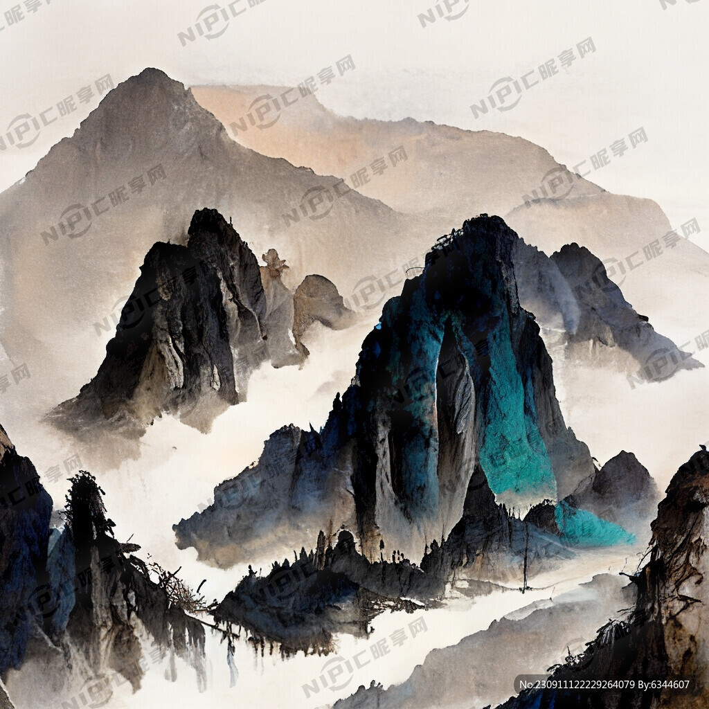 山谷 中国风 中国画 山水