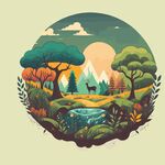 森系手绘清新风景   