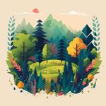 森系手绘清新风景   