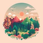 森系手绘清新风景   