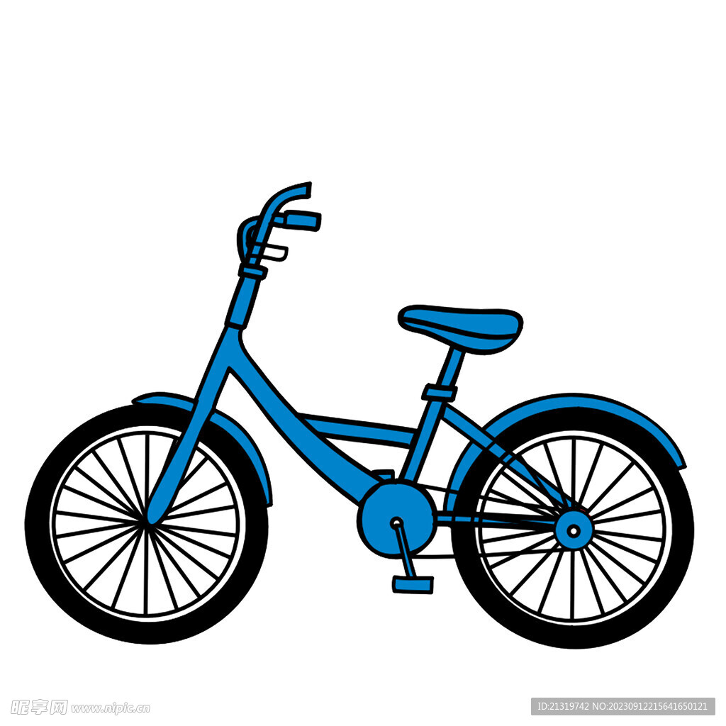 简约蓝色手绘自行车
