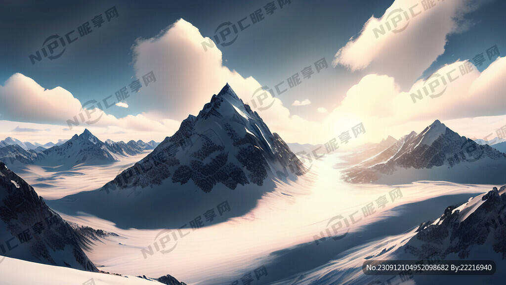 雪山 超大广角 天空 大气