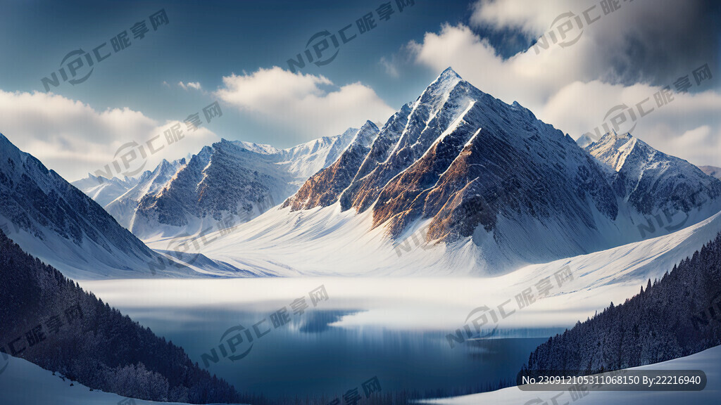 雪山 湖泊 倒影 天空 大气