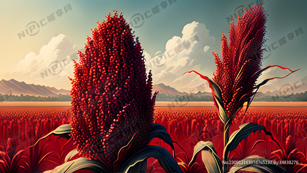 红高粱 一大片 插画 风光