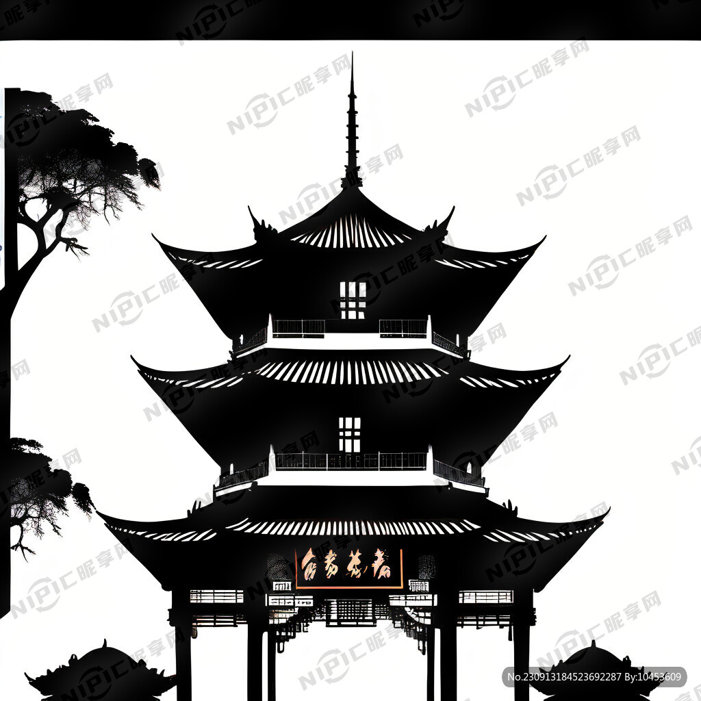 广州著名建筑剪影 黑白