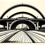 以上海虹桥站图片绘制一幅简笔画，要求线条简单，色彩为黑白，