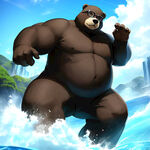 小熊，胖胖的，戴眼镜，皮克斯动画风格，3D模型，高清