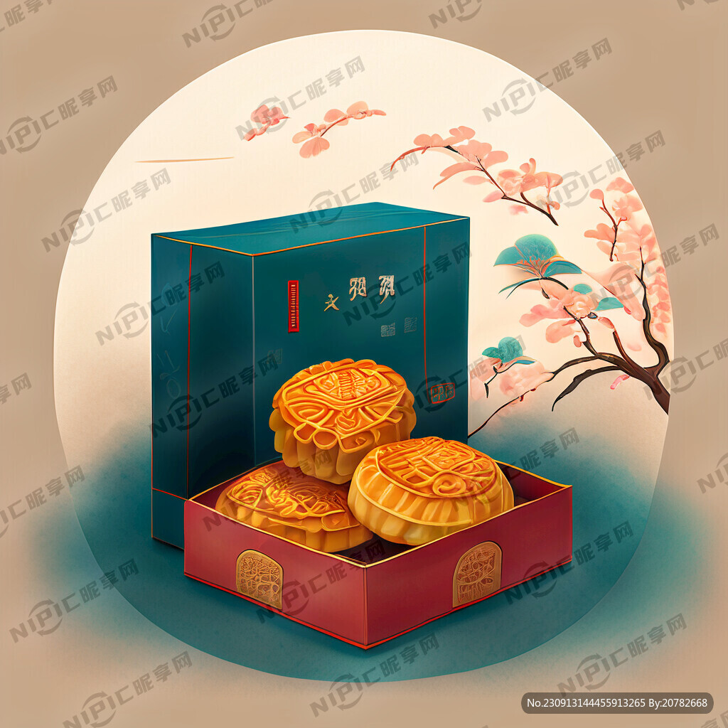 月饼包装盒 新中式 插画