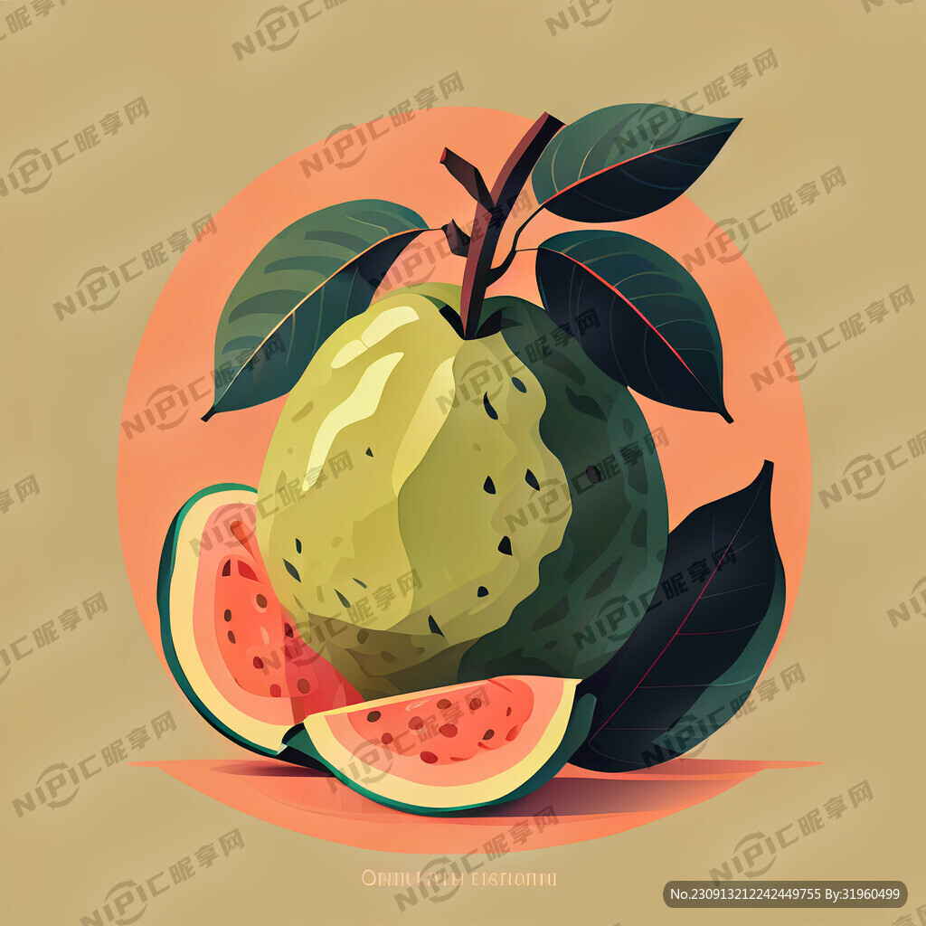 番石榴扁平插画