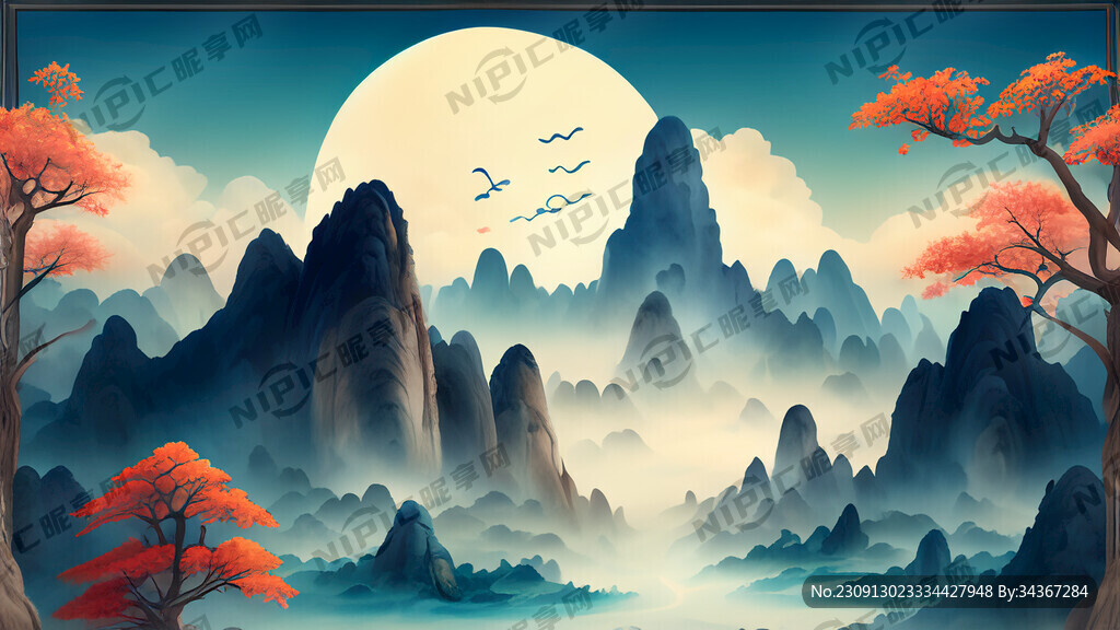 游戏梦幻唯美龙神新中式风景超高