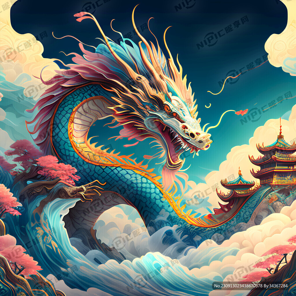 游戏梦幻唯美龙神新中式风景超高