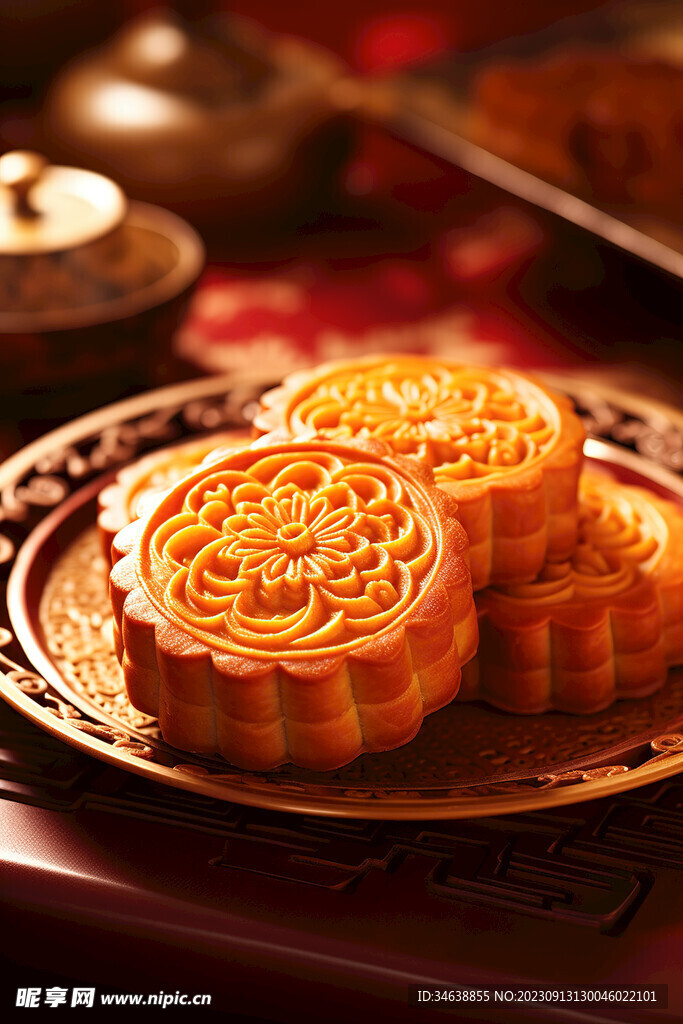 中秋月饼摄影图