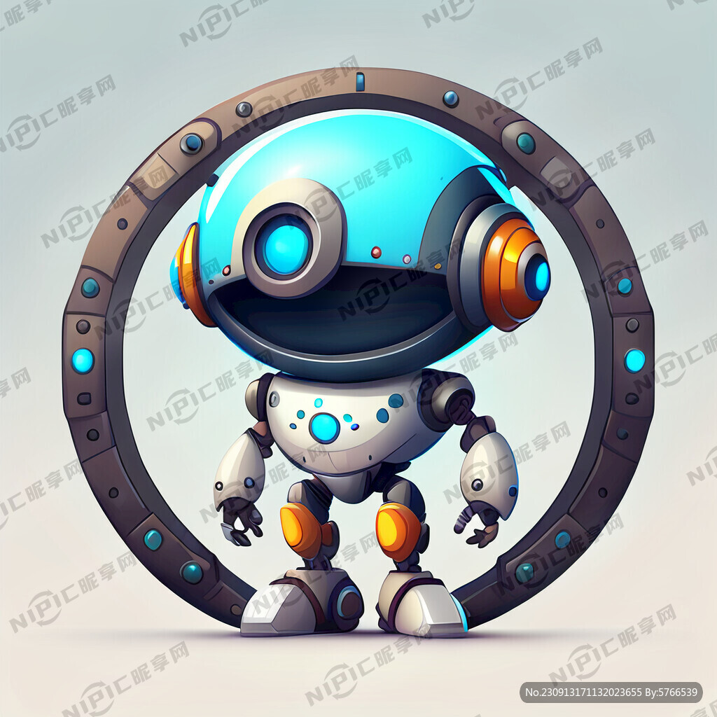卡通机器人圆形吉祥物