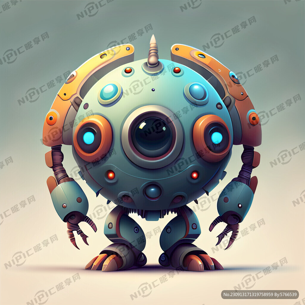 卡通机器人圆形生物