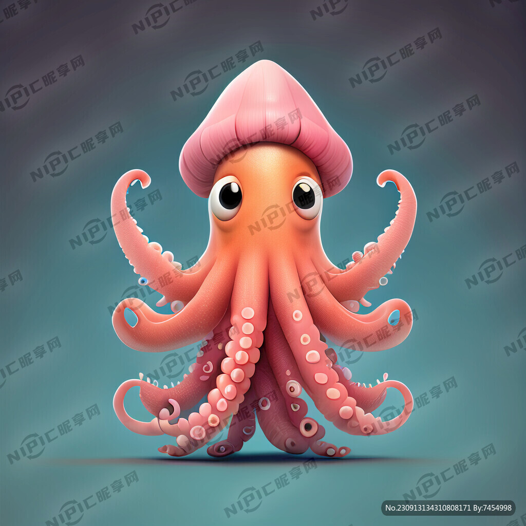 卡通鱿鱼 粉色的外衣