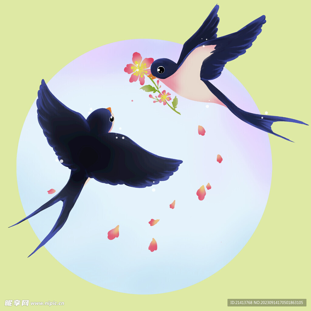 春天燕子柳树 