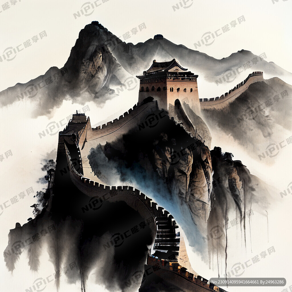 长城 中国风 中国画 山水