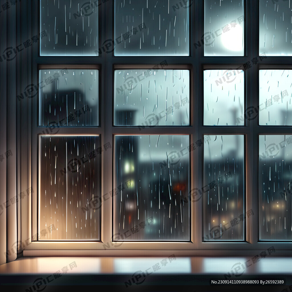 雨夜窗户玻璃