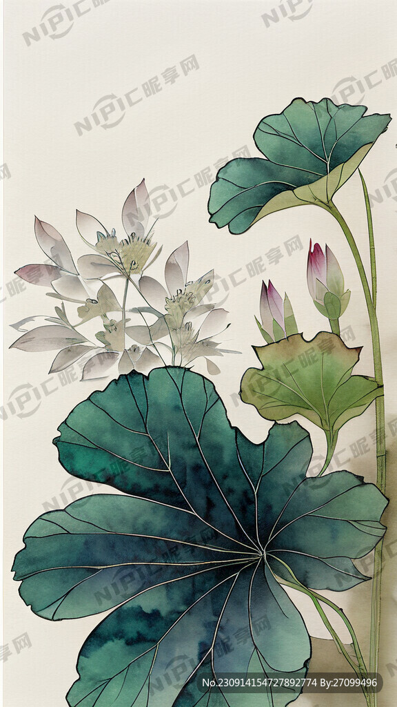 中国风 绿叶鲜花背景 学生