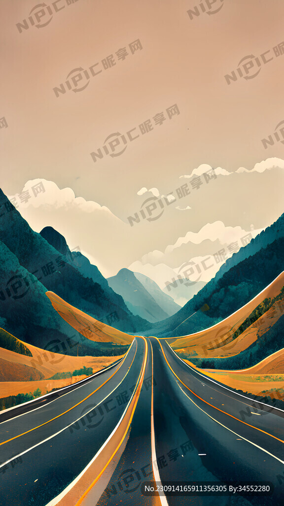 山水和公路 组成公路两个大字