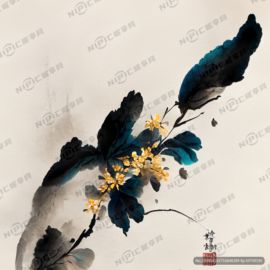 桂花风中飘落素材