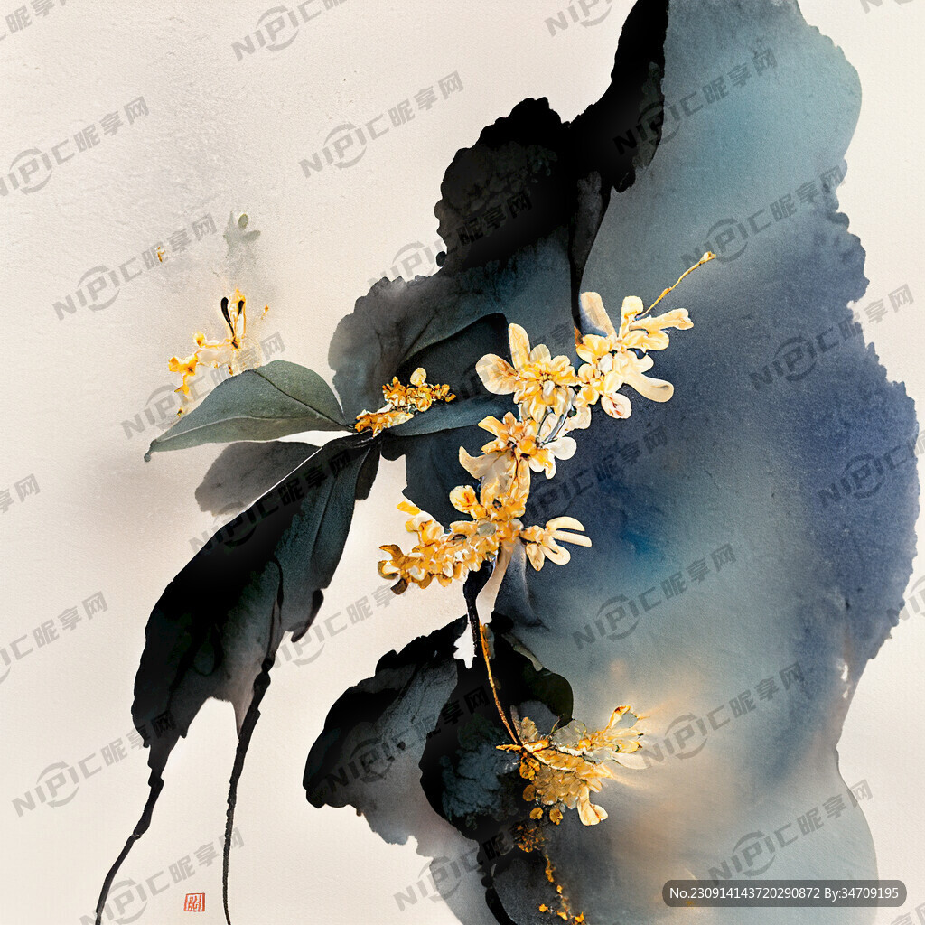 桂花风中飘落素材