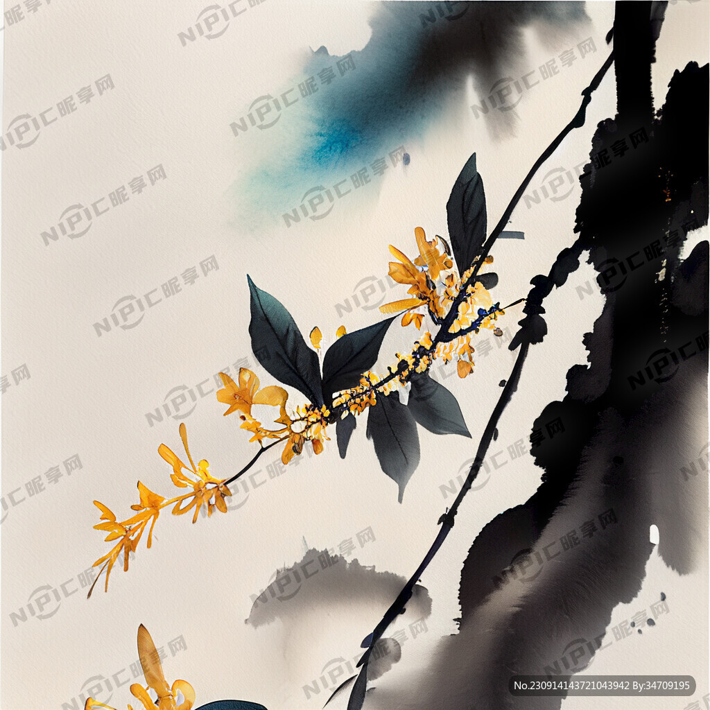桂花风中飘落素材