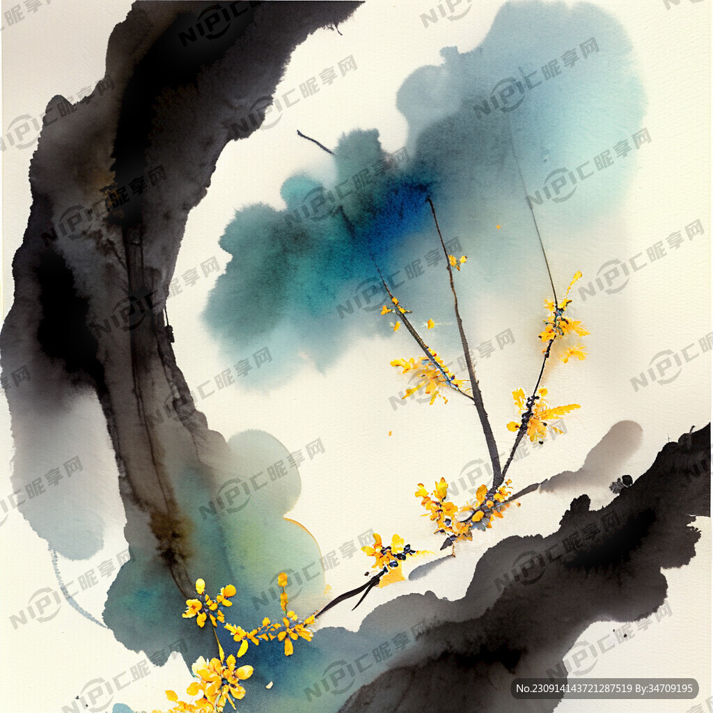 桂花风中飘落素材