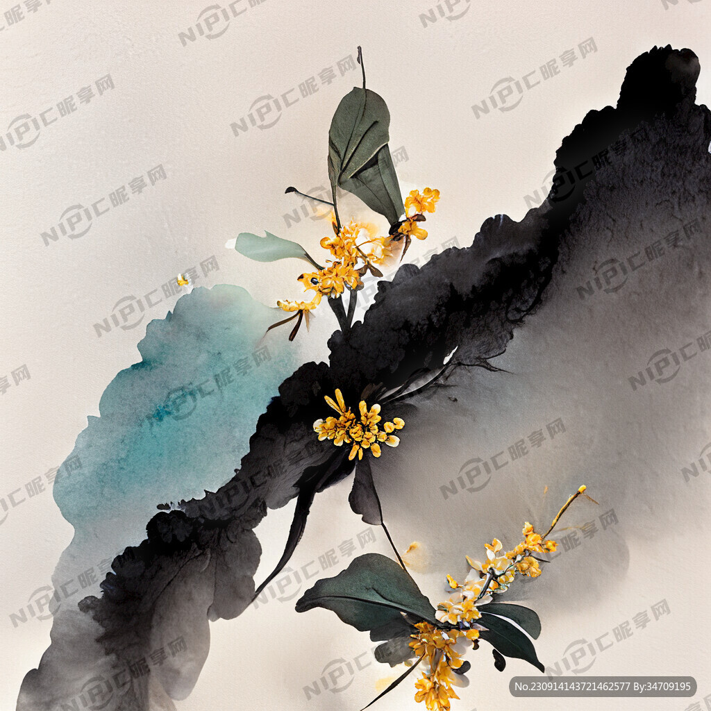 桂花风中飘落素材