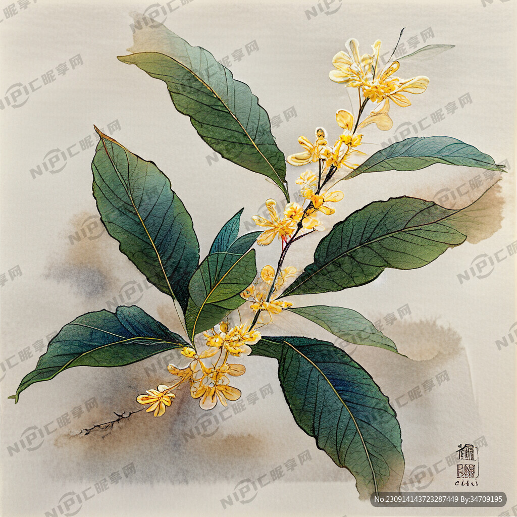 桂花风中飘落素材