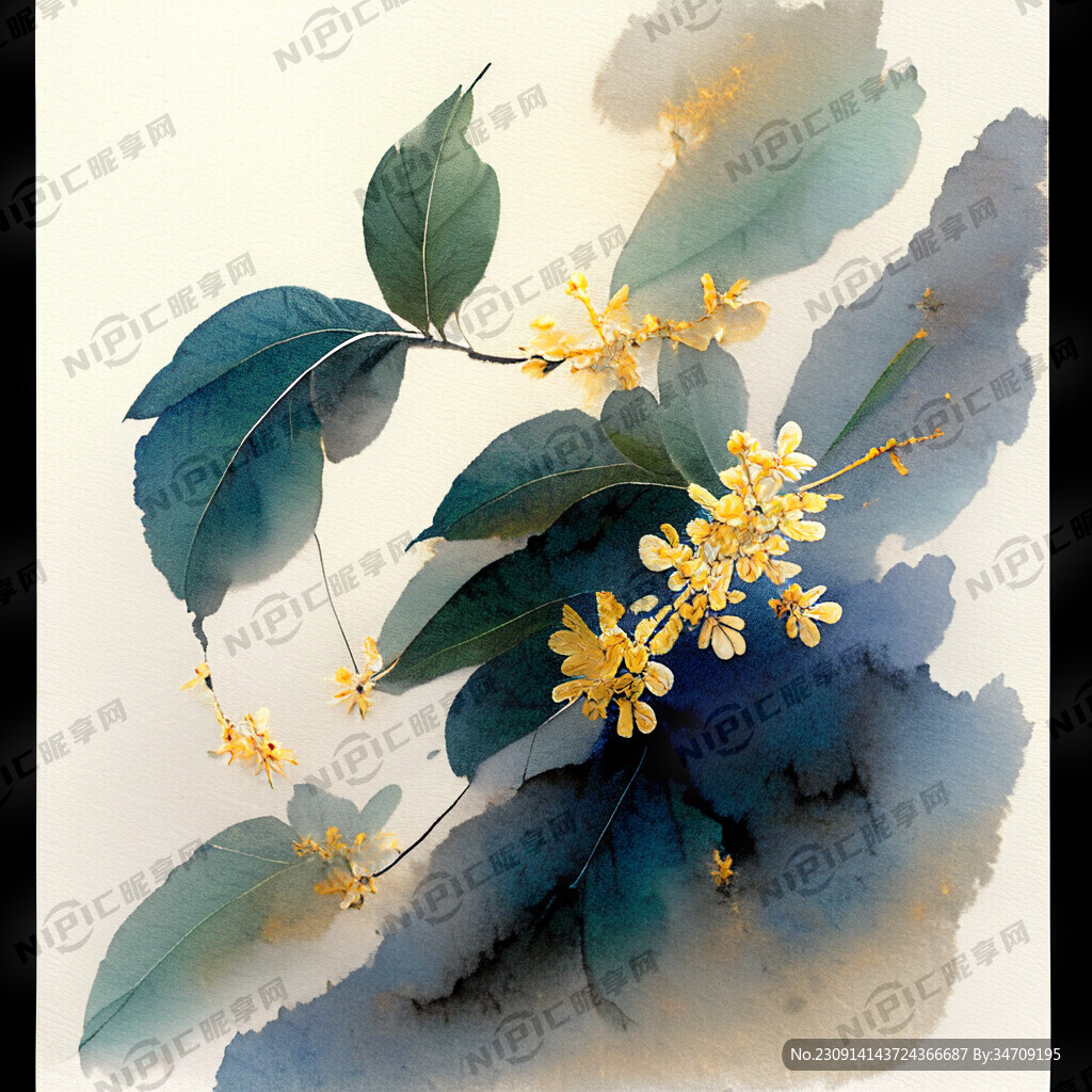 桂花风中飘落素材