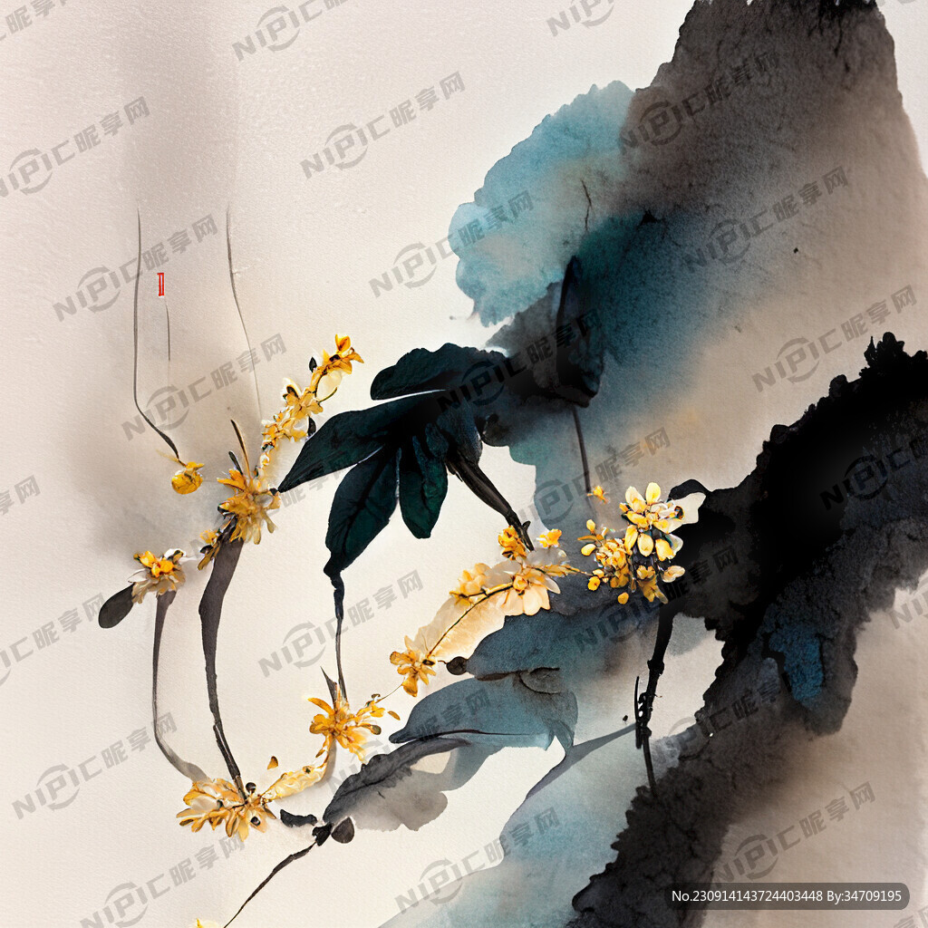 桂花风中飘落素材
