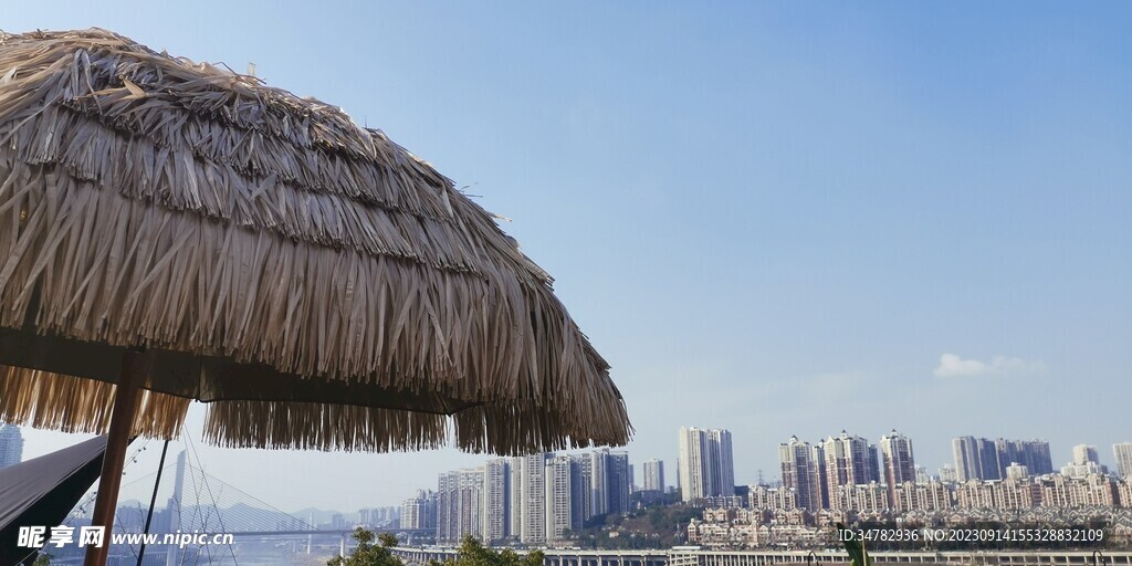 城市 茅草棚