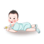 可爱男宝宝头像插画素材psd