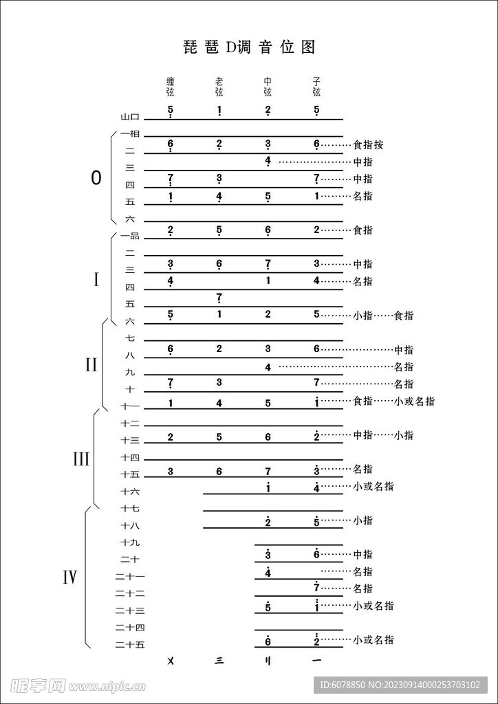 琵琶D调把位图