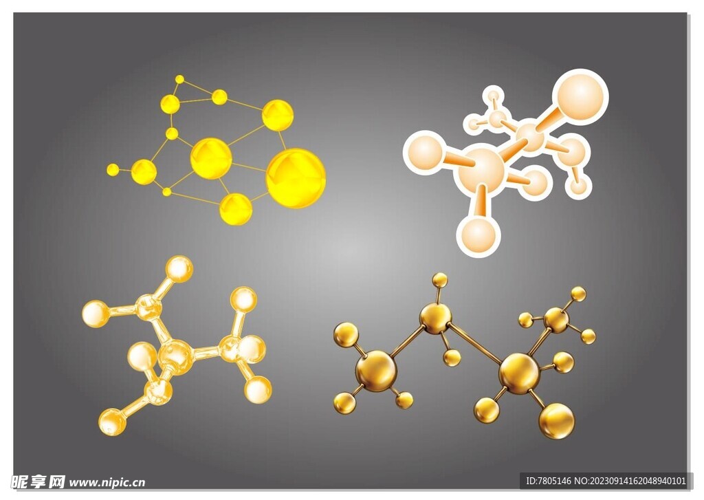 金色分子结构 