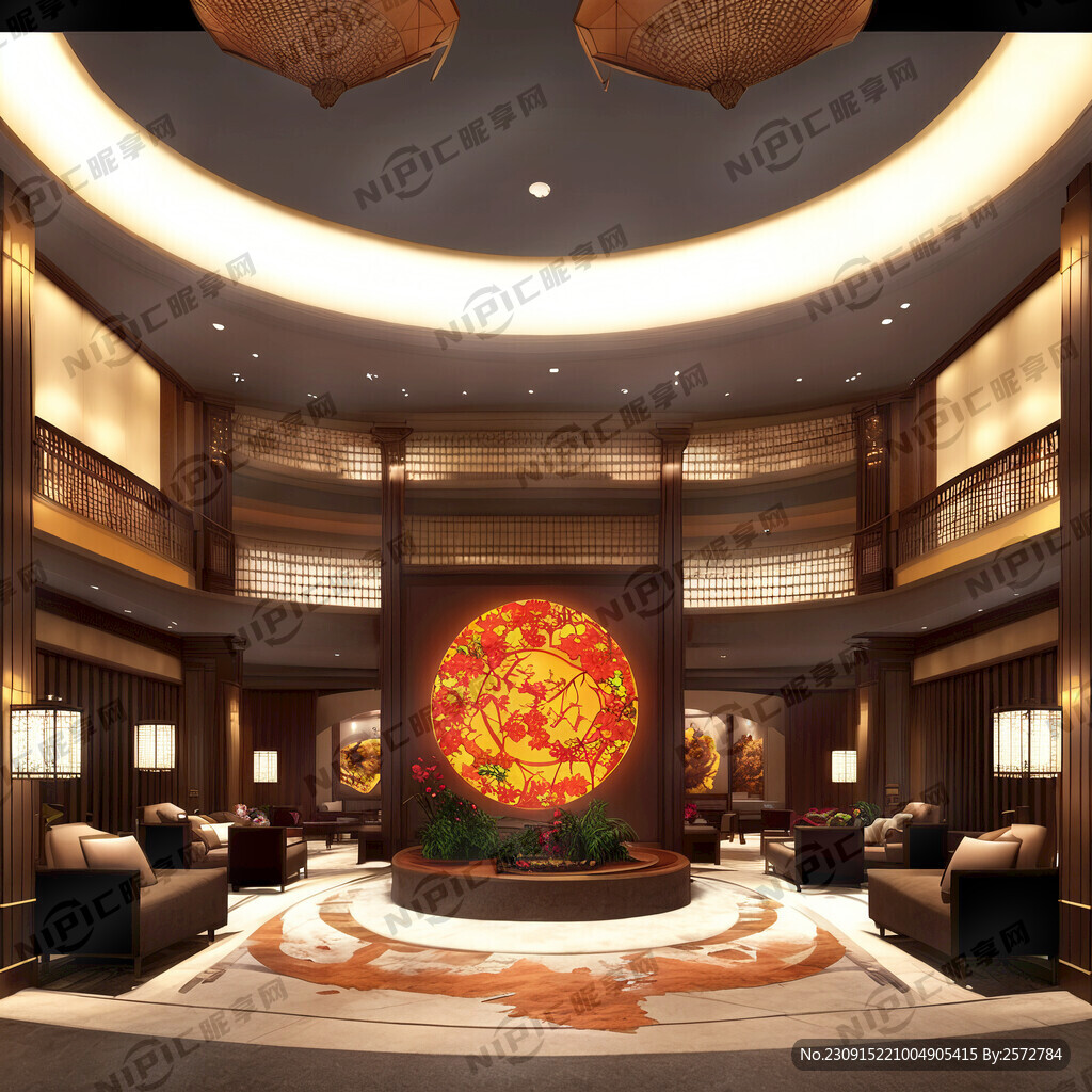 中秋酒店大堂美陈