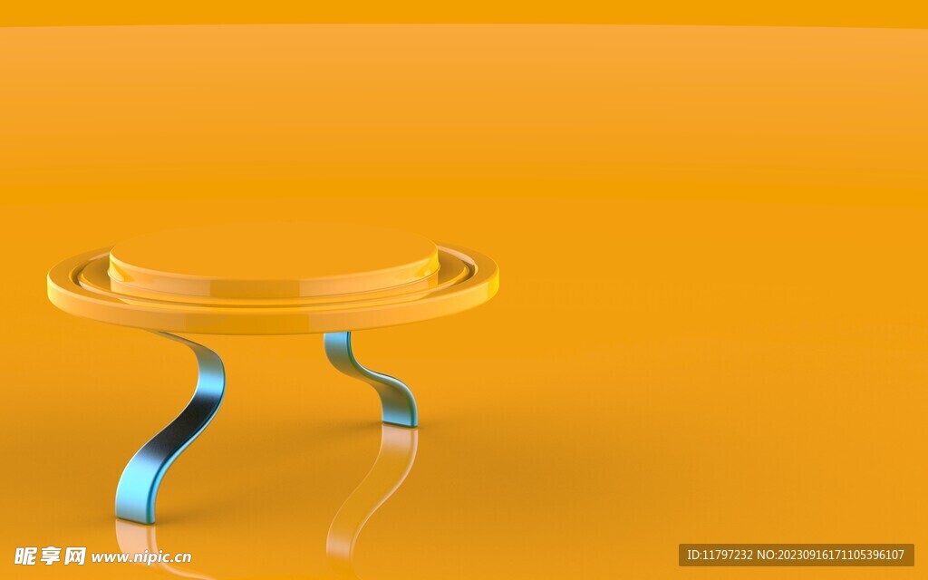 橙色茶几桌子 3D展台背景