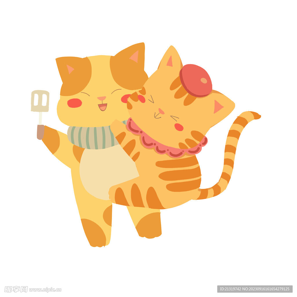 手绘卡通可爱猫咪