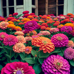 百日草多个颜色15个花朵在一个盆里爆棚需要是摄影作品