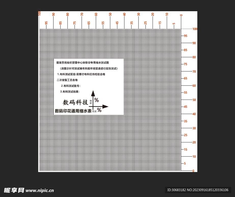 数码印花通用缩水表