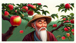 苹果园林和农民老头形象