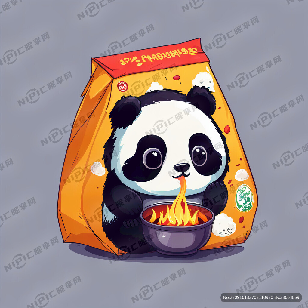 呆萌可爱熊猫 火锅油包装
