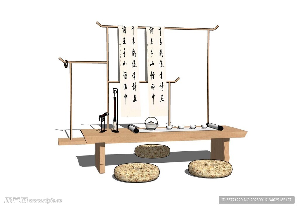 古典茶桌模型