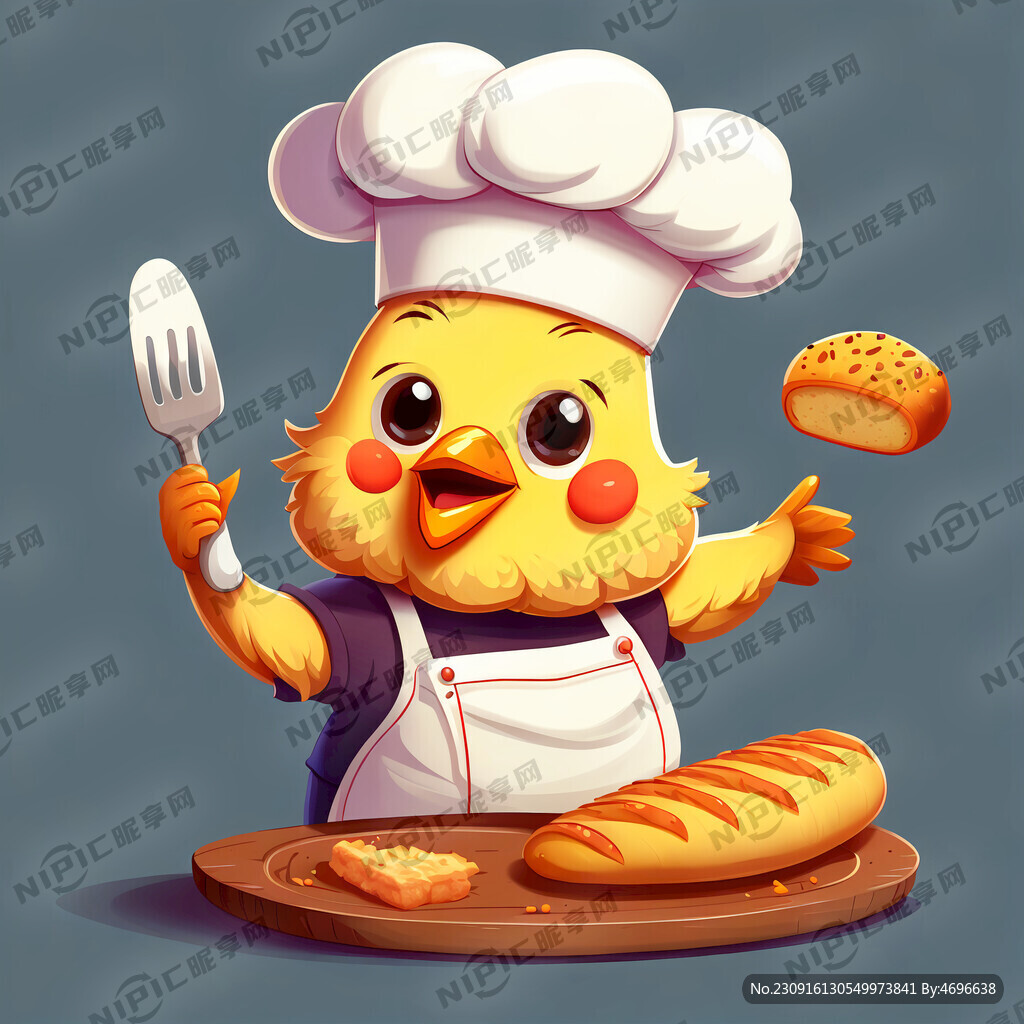 卡通小厨师制作鸡排包面