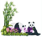 大熊猫吃柱子矢量图
