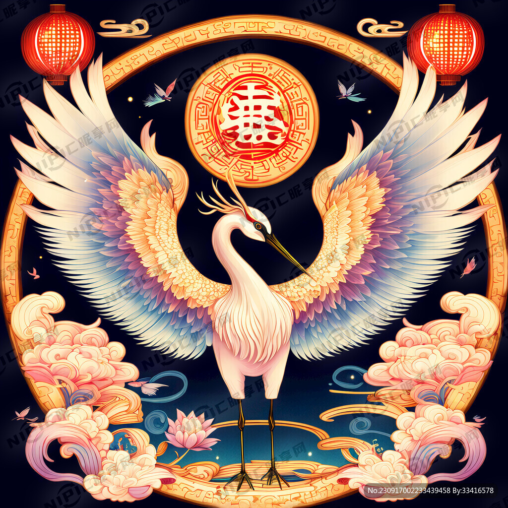 国潮 仙鹤 文创 星空灯