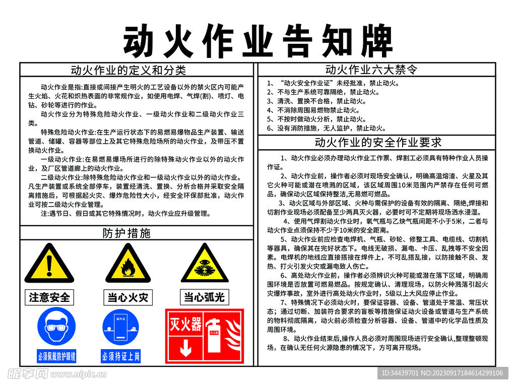 动火作业告知牌