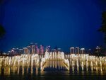 城市夜景商业喷泉