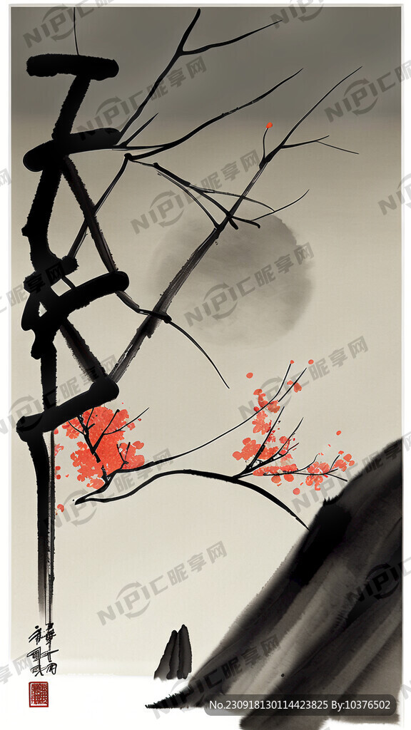 中国风禅意画 极简